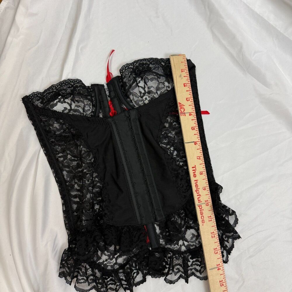 Vintage Jezebel Renee of Hollywood Corset Bra Whimsigoth Black Lace Up Size 32B - Picture 7 of 11